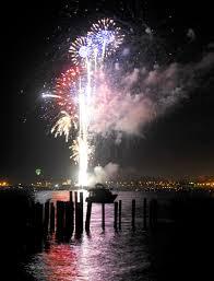 Click to enlarge Fireworks over the sound in Steilacoom